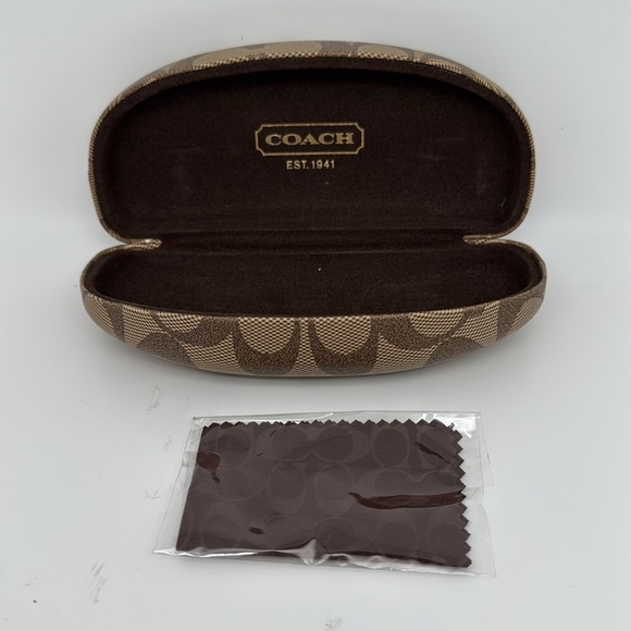 Coach Sunglasses Case Khaki Tan & Brown Hard Shell‎ Sunglasses Travel Case - Picture 7 of 7